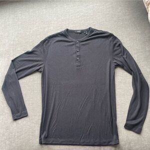 Theory Dark Gray Long Sleeve Henley Shirt